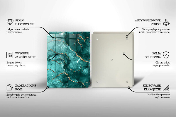 Kuchynská doska veľká zo skla Modrý mramor