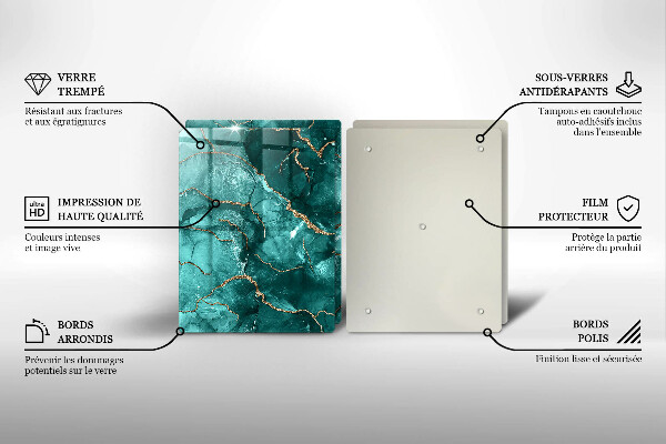 Kuchynská doska veľká zo skla Modrý mramor