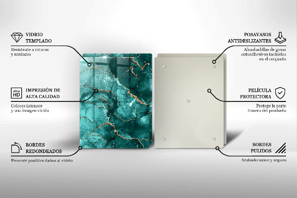 Kuchynská doska veľká zo skla Modrý mramor