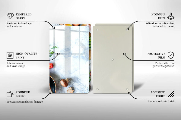 Kuchynská doska veľká zo skla Ingrediencie v kuchyni