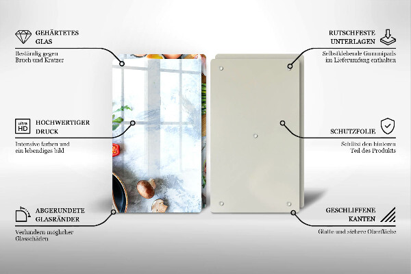 Kuchynská doska veľká zo skla Ingrediencie v kuchyni