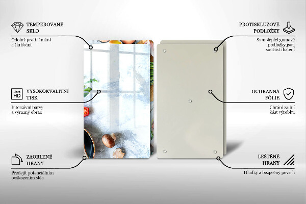 Kuchynská doska veľká zo skla Ingrediencie v kuchyni