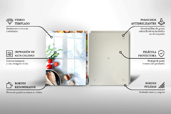 Kuchynská doska veľká zo skla Ingrediencie v kuchyni