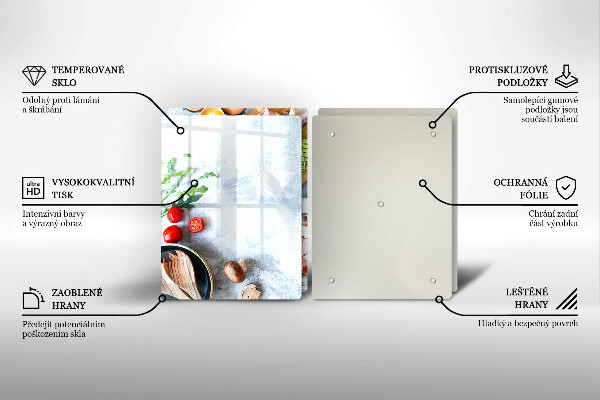 Kuchynská doska veľká zo skla Ingrediencie v kuchyni