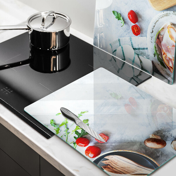 Kuchynská doska veľká zo skla Ingrediencie v kuchyni