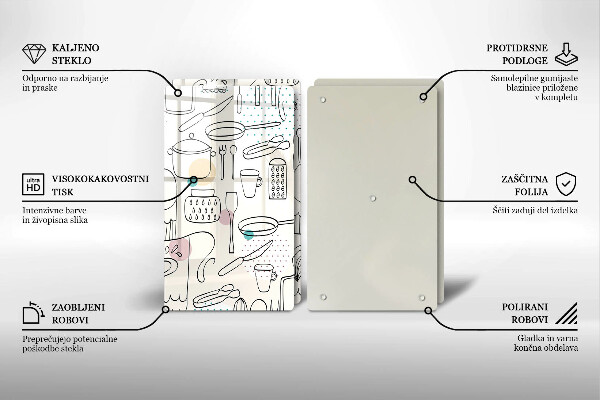 Kuchynská doska veľká zo skla Kuchynské doplnky