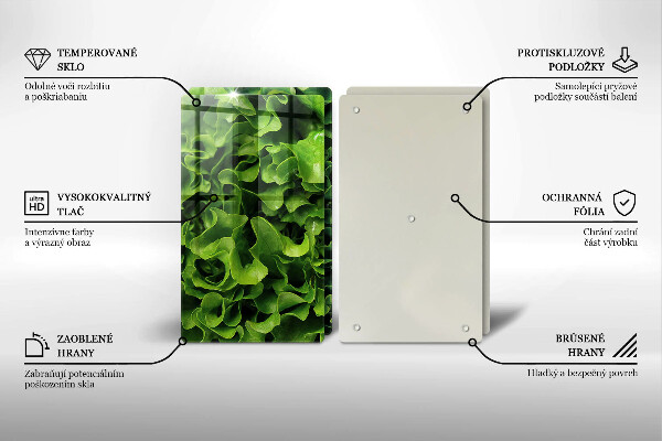 Kuchynská doska veľká zo skla Listy zeleného šalátu