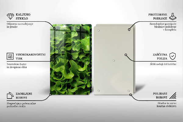 Kuchynská doska veľká zo skla Listy zeleného šalátu