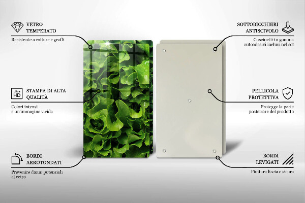 Kuchynská doska veľká zo skla Listy zeleného šalátu