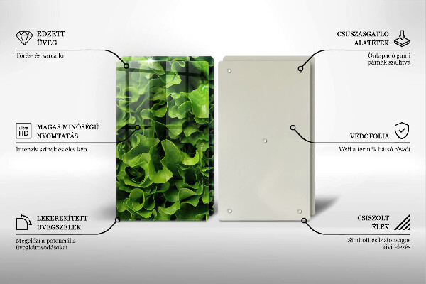 Kuchynská doska veľká zo skla Listy zeleného šalátu