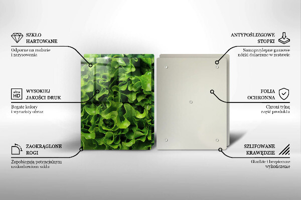 Kuchynská doska veľká zo skla Listy zeleného šalátu