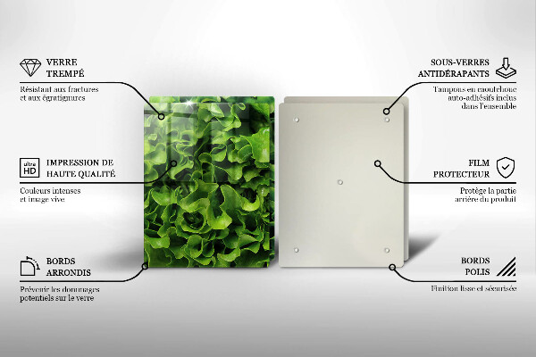 Kuchynská doska veľká zo skla Listy zeleného šalátu