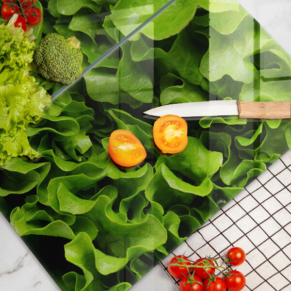 Kuchynská doska veľká zo skla Listy zeleného šalátu