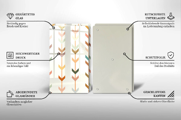 Kuchynská doska veľká zo skla Geometrické prvky