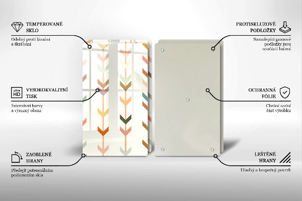 Kuchynská doska veľká zo skla Geometrické prvky