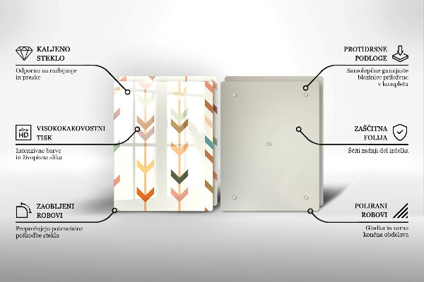 Kuchynská doska veľká zo skla Geometrické prvky