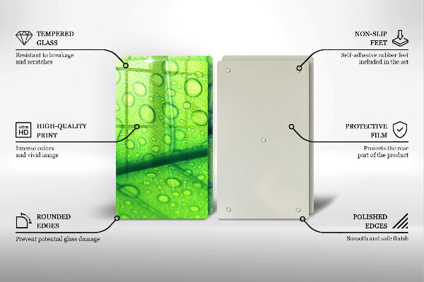 Kuchynská doska veľká zo skla Detailný záber na list