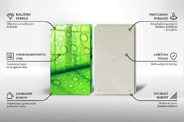 Kuchynská doska veľká zo skla Detailný záber na list