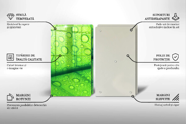Kuchynská doska veľká zo skla Detailný záber na list
