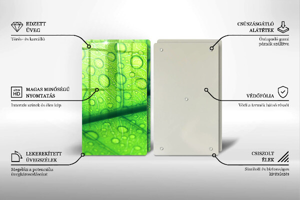 Kuchynská doska veľká zo skla Detailný záber na list