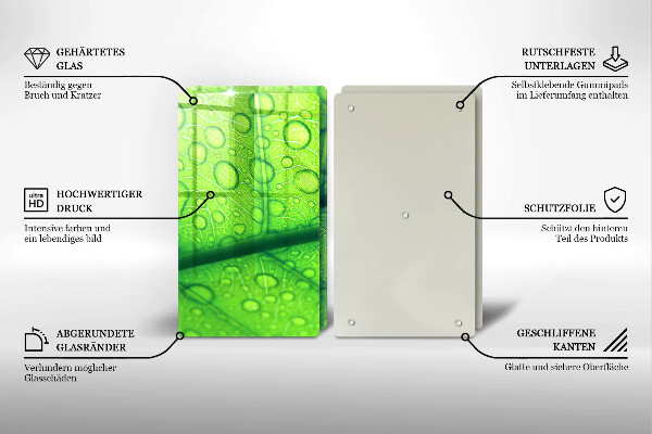 Kuchynská doska veľká zo skla Detailný záber na list