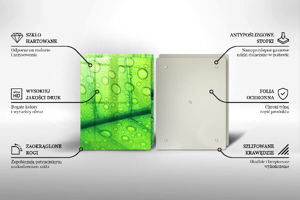 Kuchynská doska veľká zo skla Detailný záber na list