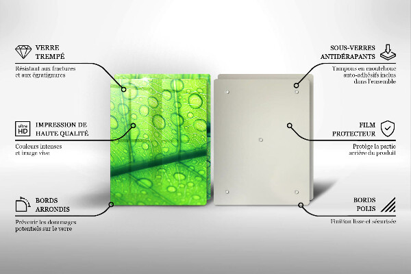 Kuchynská doska veľká zo skla Detailný záber na list