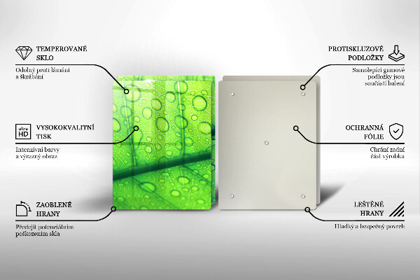 Kuchynská doska veľká zo skla Detailný záber na list