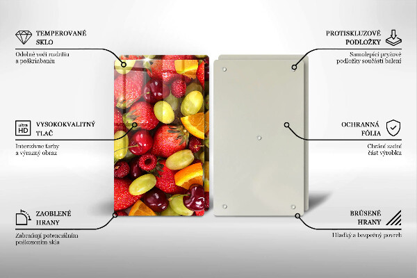 Kuchynská doska veľká zo skla Letné ovocie