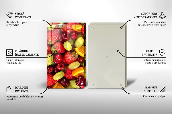 Kuchynská doska veľká zo skla Letné ovocie