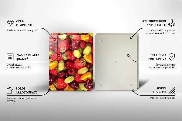 Kuchynská doska veľká zo skla Letné ovocie