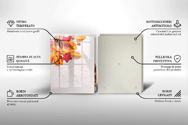 Kuchynská doska veľká zo skla Jesenné lístie
