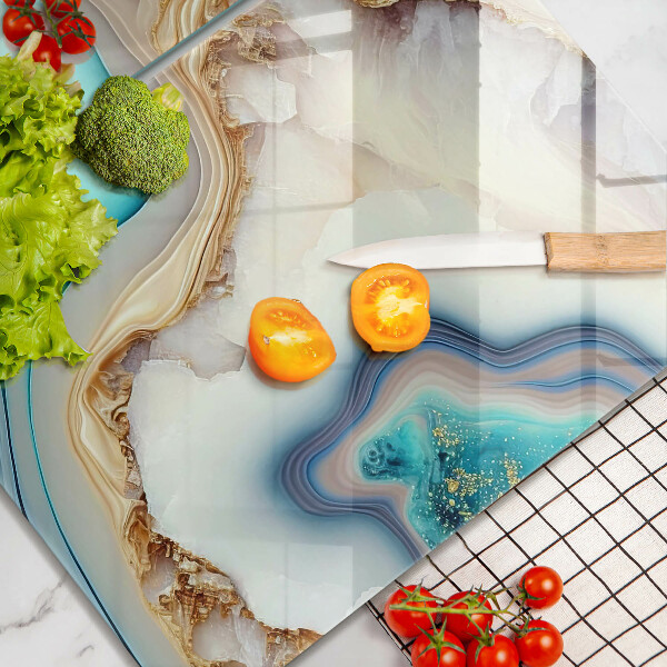 Kuchynská doska veľká zo skla Viacfarebný mramor