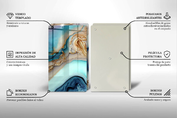 Kuchynská doska veľká zo skla Viacfarebný mramor