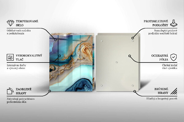 Kuchynská doska veľká zo skla Viacfarebný mramor