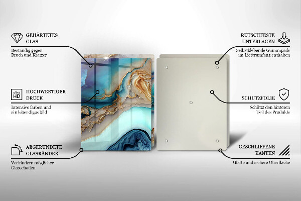 Kuchynská doska veľká zo skla Viacfarebný mramor