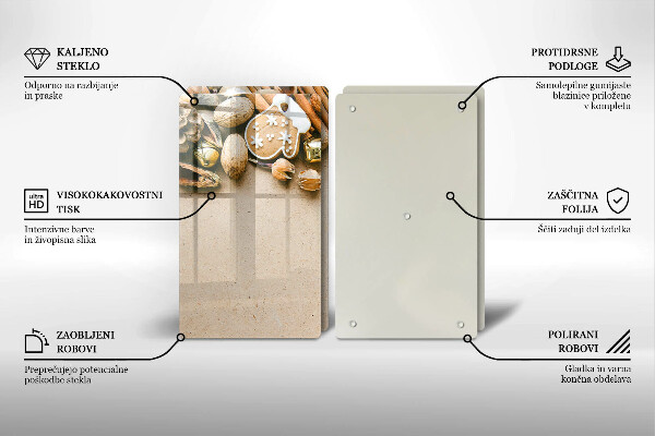 Kuchynská doska veľká zo skla vianočné dekorácie