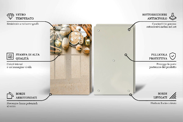 Kuchynská doska veľká zo skla vianočné dekorácie