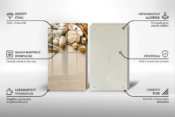 Kuchynská doska veľká zo skla vianočné dekorácie