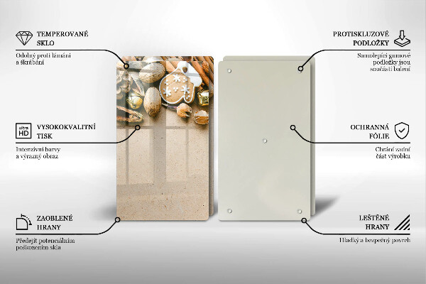 Kuchynská doska veľká zo skla vianočné dekorácie