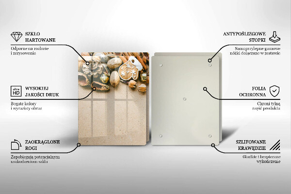 Kuchynská doska veľká zo skla vianočné dekorácie