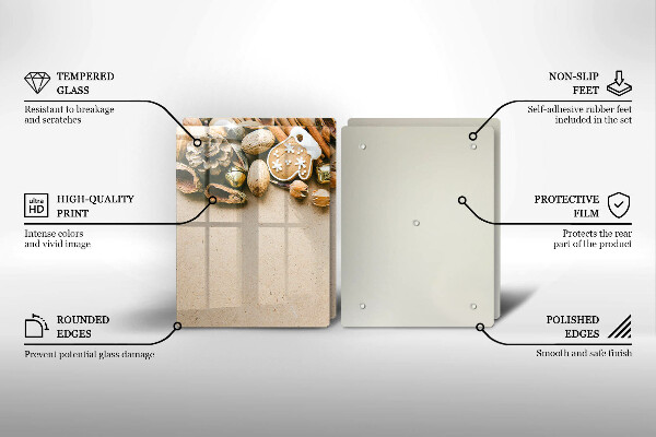 Kuchynská doska veľká zo skla vianočné dekorácie