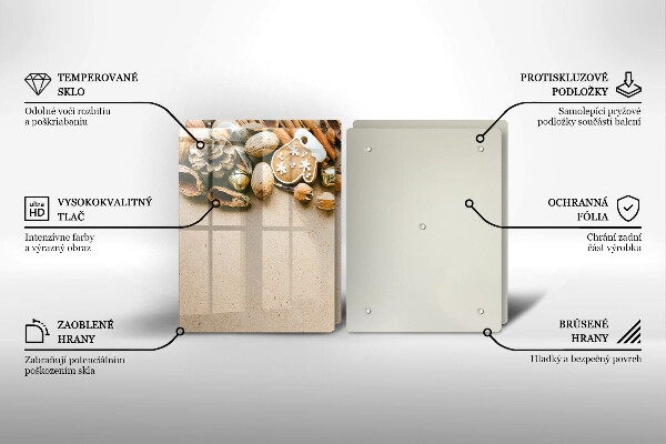 Kuchynská doska veľká zo skla vianočné dekorácie