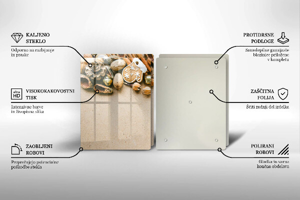 Kuchynská doska veľká zo skla vianočné dekorácie