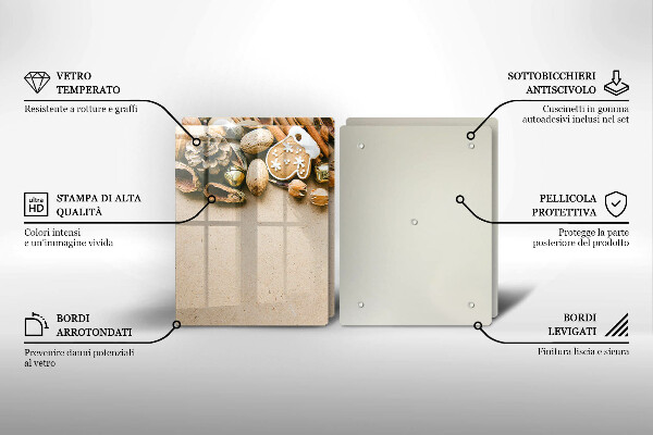 Kuchynská doska veľká zo skla vianočné dekorácie