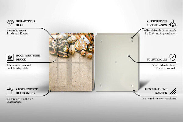 Kuchynská doska veľká zo skla vianočné dekorácie