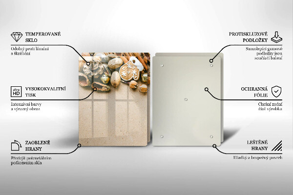 Kuchynská doska veľká zo skla vianočné dekorácie