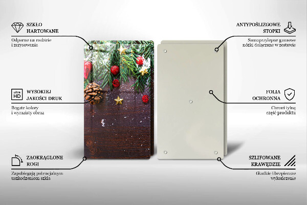 Kuchynská doska veľká zo skla Vianočná výzdoba