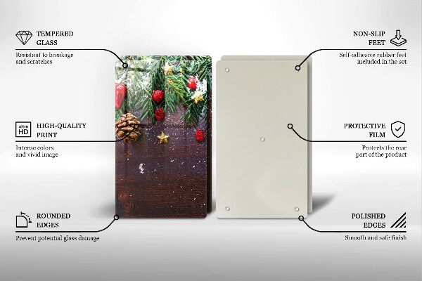 Kuchynská doska veľká zo skla Vianočná výzdoba