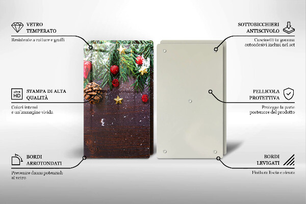 Kuchynská doska veľká zo skla Vianočná výzdoba